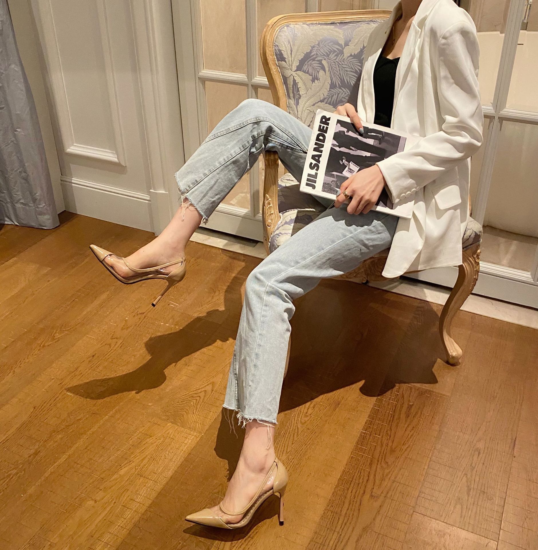 

2021 New Patent Toe Thin Points Heel All-game Leather Macio Transparent Elegant Girl Shoes Wsn5, Black