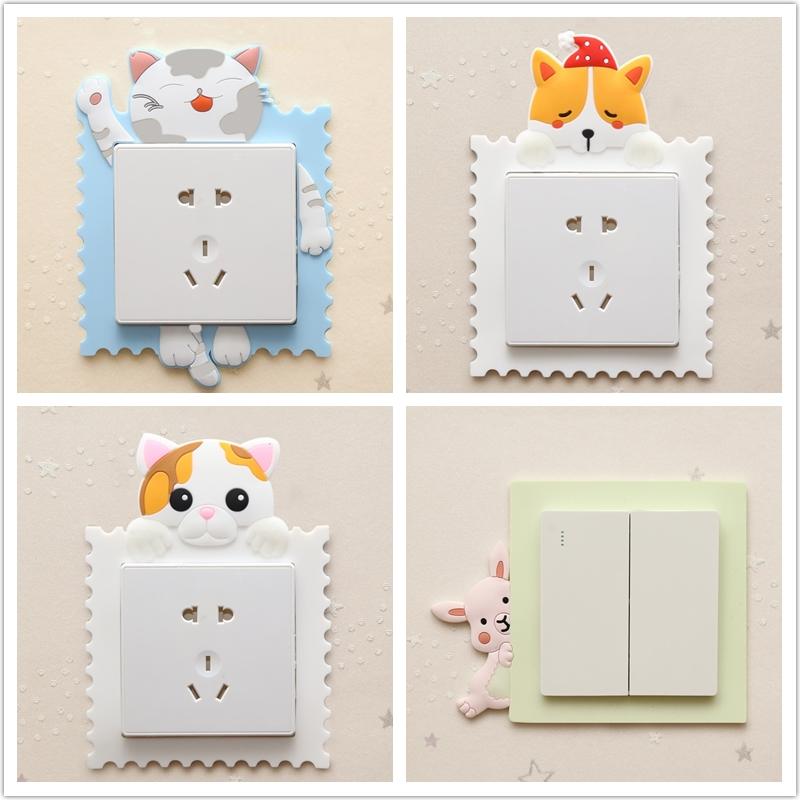

Creative Cute Cartoon Power Socket Stickers Decoration Luminous Switch Wall Stickers Waterproof Wall