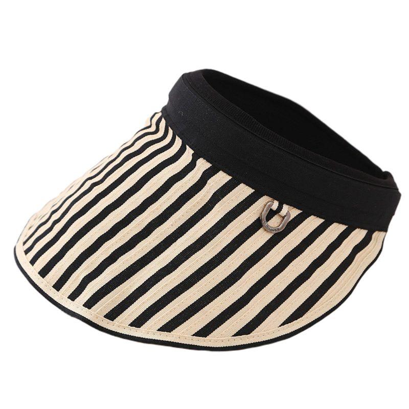 

Women Empty Top Sun Visor Hat Stripes Sunscreen Foldable Golf Tennies Beach Cap