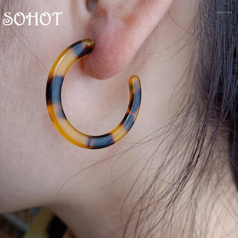 

SOHOT Chic Full Ethnic Acetic Acid Round Hoop Earrings Acrylic Semicircle Summer Women Beach Jewelry Accessories For Party Gift1