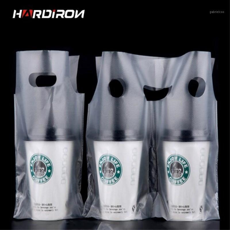 

HARDIRON Coffee Tote Bag White Transparent Packaging Pocket Single and Double Cup Plastic Bags Cokes Drink Pouch1