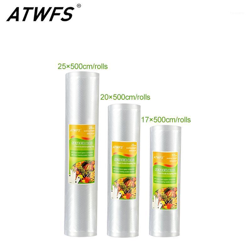 

ATWFS 3 rolls Vacuum Bag Vakum Sealing Packing Machine Kitchen Vacuum Sealer Bags for Long Saver 17+20+25*500cm1