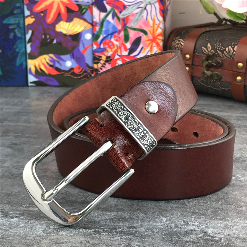 

Stainless steel belt buckle luxury reap male waistband of genuine leather laugh belts for men sbt0008 QVHY, Black