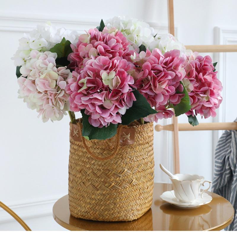 

Artificial Flowers Hydrangea for Home Wedding Decor Autum Silk Plastic Flower Background Wall High Quality Fake Flower Christmas, Brown