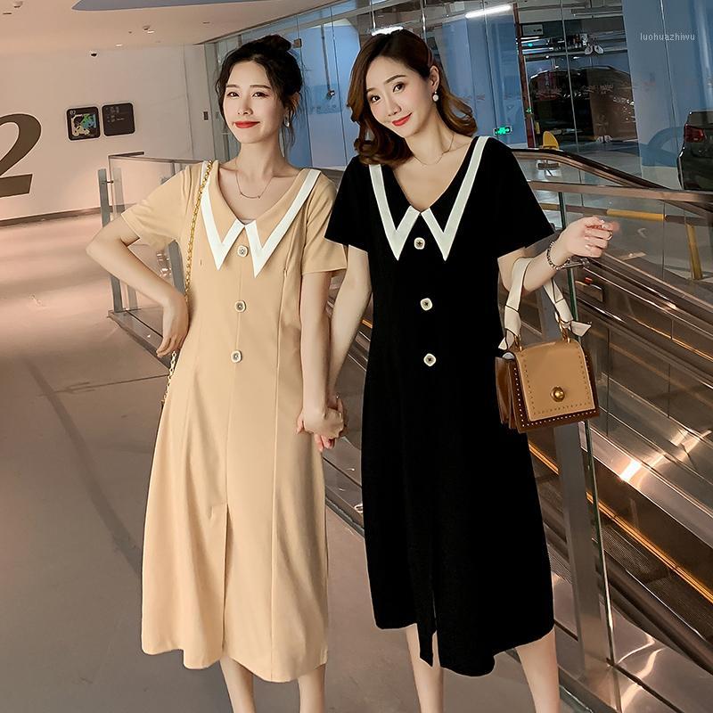 

Breastfeeding Dress Lactation Out Doll Collar Splicing Temperament Long Dress Feeding Clothes1, Black