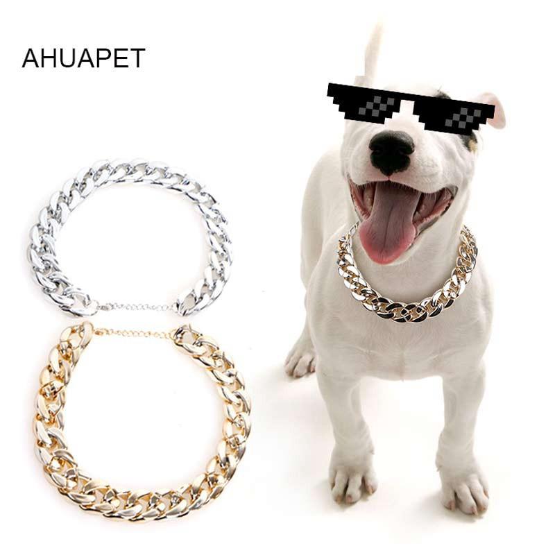 

Snake Chain Slip Lead Leash Pinch Collar For Dogs Martingale Gold Plated Necklace Dog Collar For Small Big Dog Traction Rope E