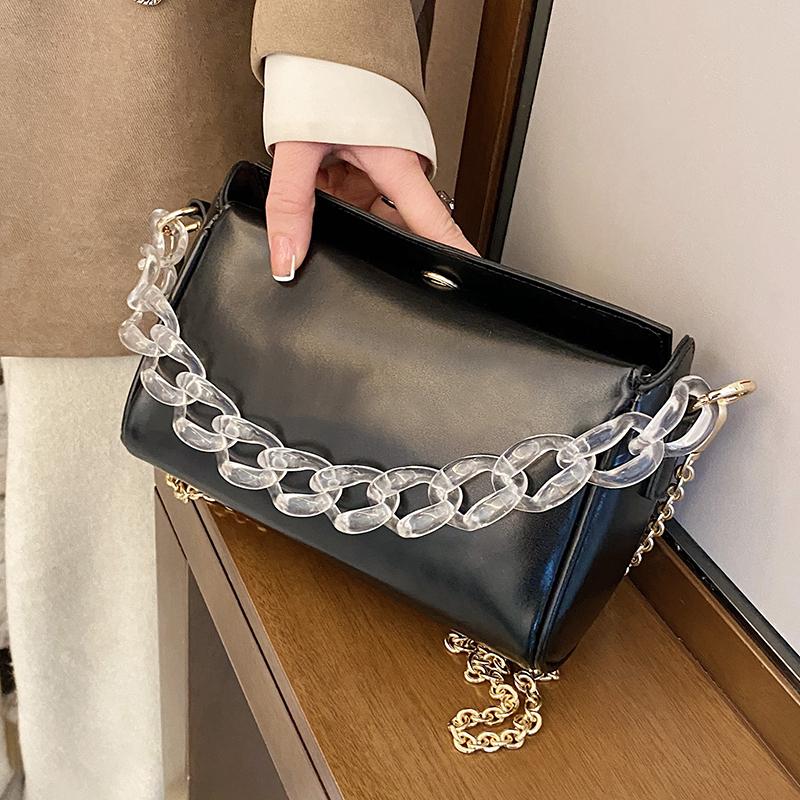 

All-match Western candy color shoulder bag 2021 new fashion high-end chain women's designer autumn and winter underarm bag, Black