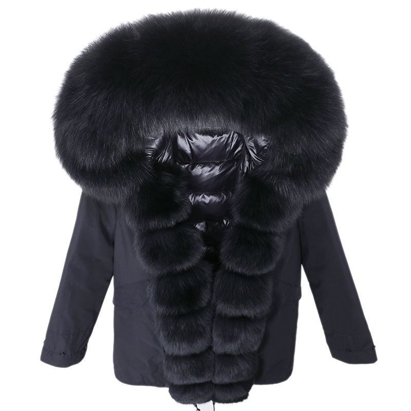 

2021 New Style Extended Fox Skin Bowtie Tie Overcome Detachable Low Female Winter Jacket YE29