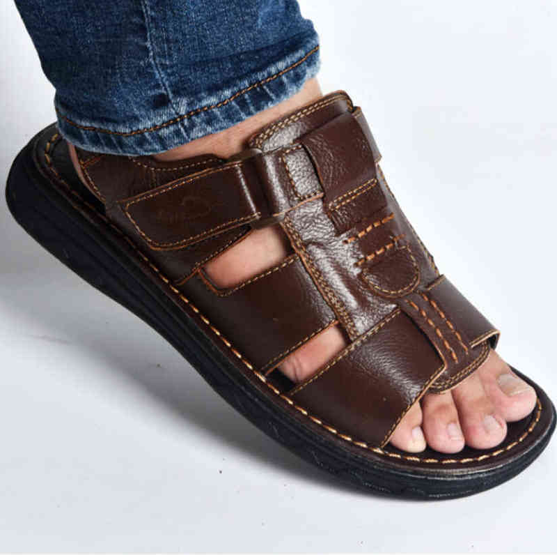 

Men's summer sports outdoor leisure leather sandals, beach shoes, hollow inflatable shoes, A1
