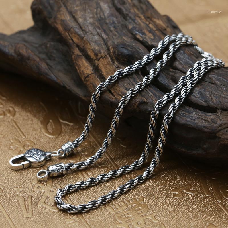 

FNJ 925 Silver Necklaces for Jewelry Making 3mm Cross Weave Chain Original S925 Thai Silver Women Men Necklace1