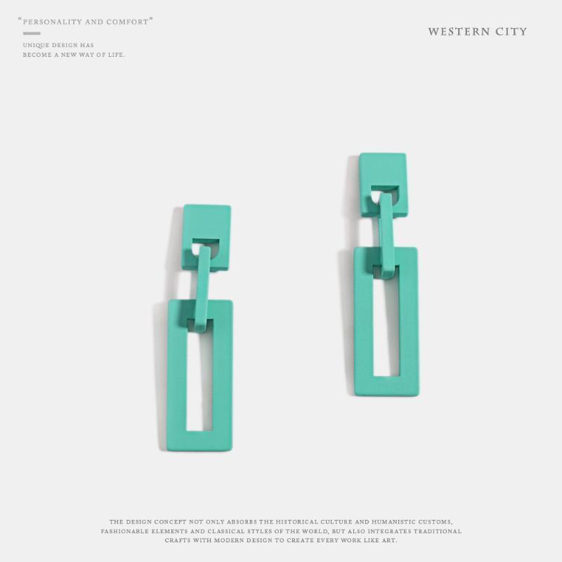 

New Fashion Light Green Earrings Non-fading Earrings S925 Needle Long Dangle for Women Paint Acrylic1