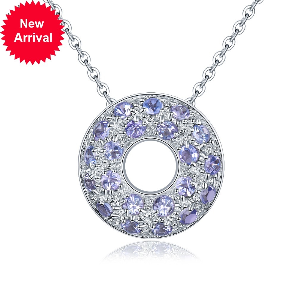 

Hutang natural tanzanite solid pendant coin 925 sterling silver glue precious stone elegant fine jewels to women best new gift