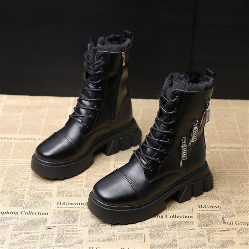

Thick-Soled Snow Boots Children Winter Plus Velvet To Increase Thick Cotton Shoes To Increase Warmth Boots Tide, Beige