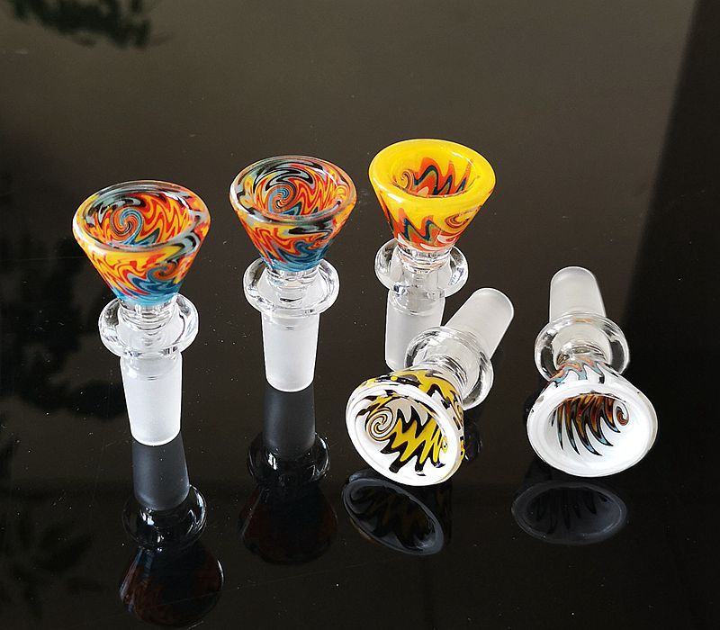 

Heady Colorful Smoking Accessories Wig Wag 14mm Male Joint Glass Water Bong Bowl Smoked Water Pipe Tools