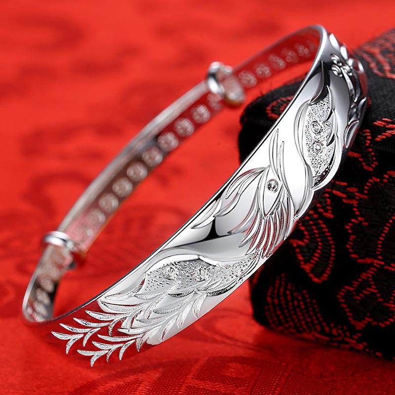 

Trendy Exquisite Fashion 925 Sterling Silver Jewelry Birds Phoenix Animal Bangles Bracelets For Woman Mother's Day Gifts