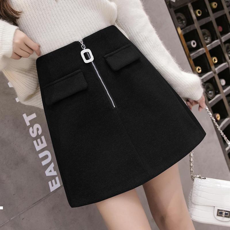 

New women 2021 with high tweed women' autumn fashion thin zip line sexy female skirt lower y359 RZ7A, Jianghuangse
