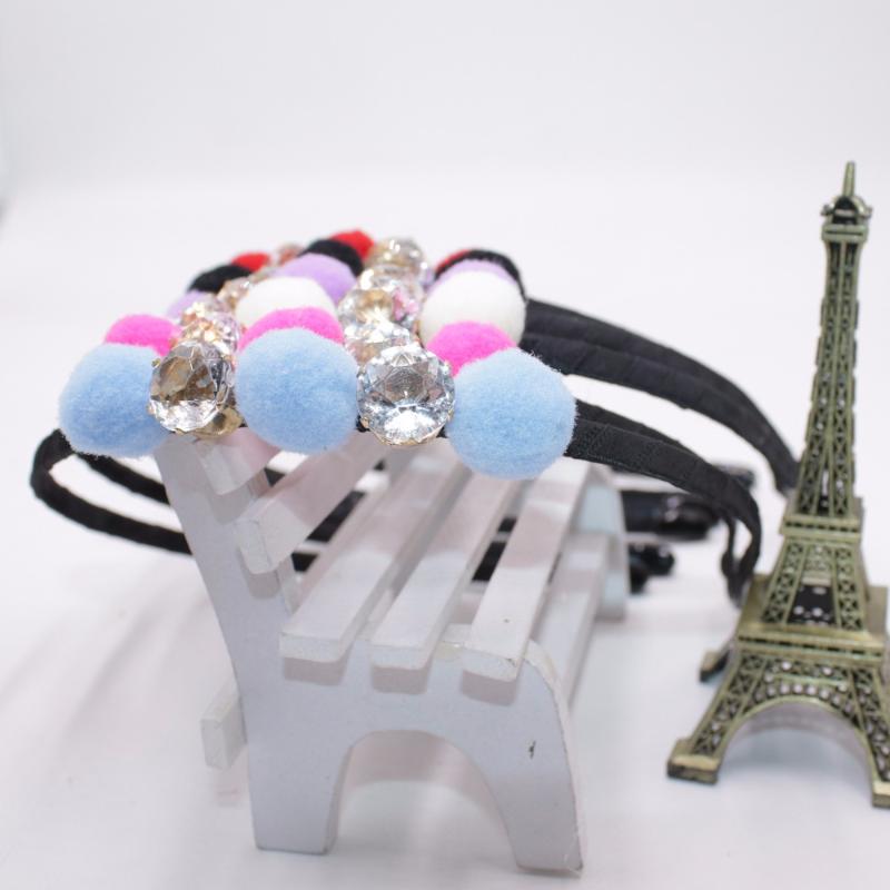 

New Fashion Style Small Ball Rhinestone Girl Hairband Sweet Colors Headband for Kids Hair Accessories for Women, As picture