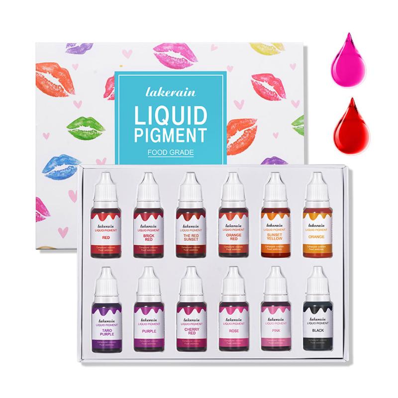 

12 color/set Liquid Pigment for Lip Gloss Diy Dyes Soap Making Coloring Set Edible Colorants for Plasticine Water Oil Dual Use, Set 2