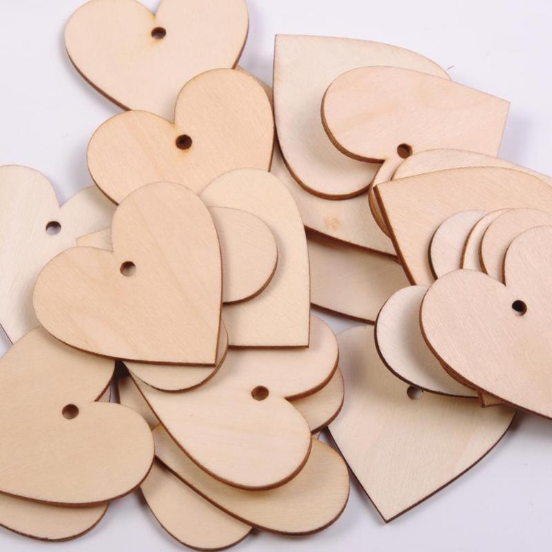 

Handmade Wooden Love Heart Shaped Wedding Holiday Decorations Scrapbooking Wood Crafts DIY Birthday Party Supplies