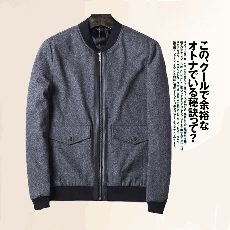 

2021 The New Male Spring Wool Fine Collar Fitting Jackets Fashion Smart Casual Autumn Jacket Outwear Size M-3xl Iw3i, Deep gry