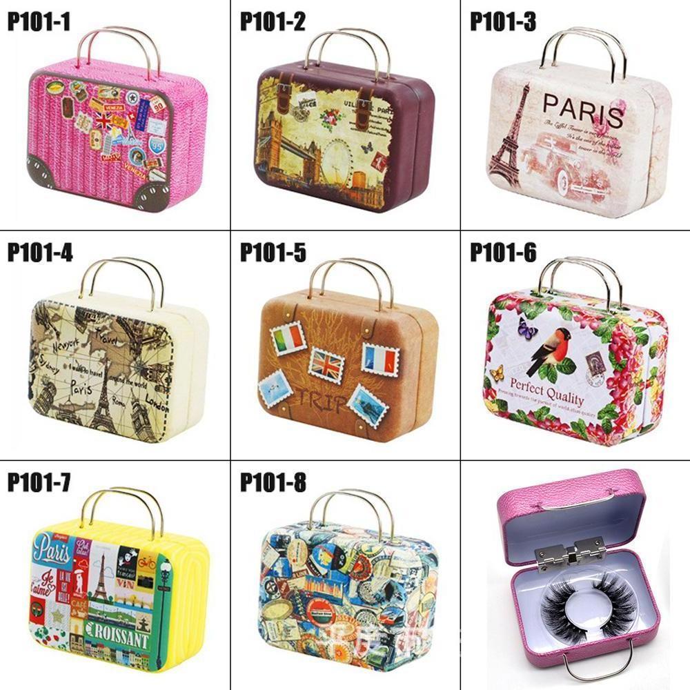 

3D False Eyelashes Boxes Laggage Shape Mink Eyelashes Cases Empty Lash Case Eyelash Box without Eyelashes Gifts Iron Boxes