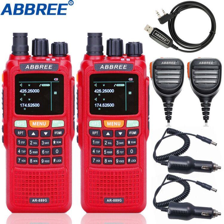 

2Pcs ABBREE AR-889G GPS 10W High Power Cross Band Walkie Talkie Dual Band 10 km Hunting Ham CB Portable Two Way Radio