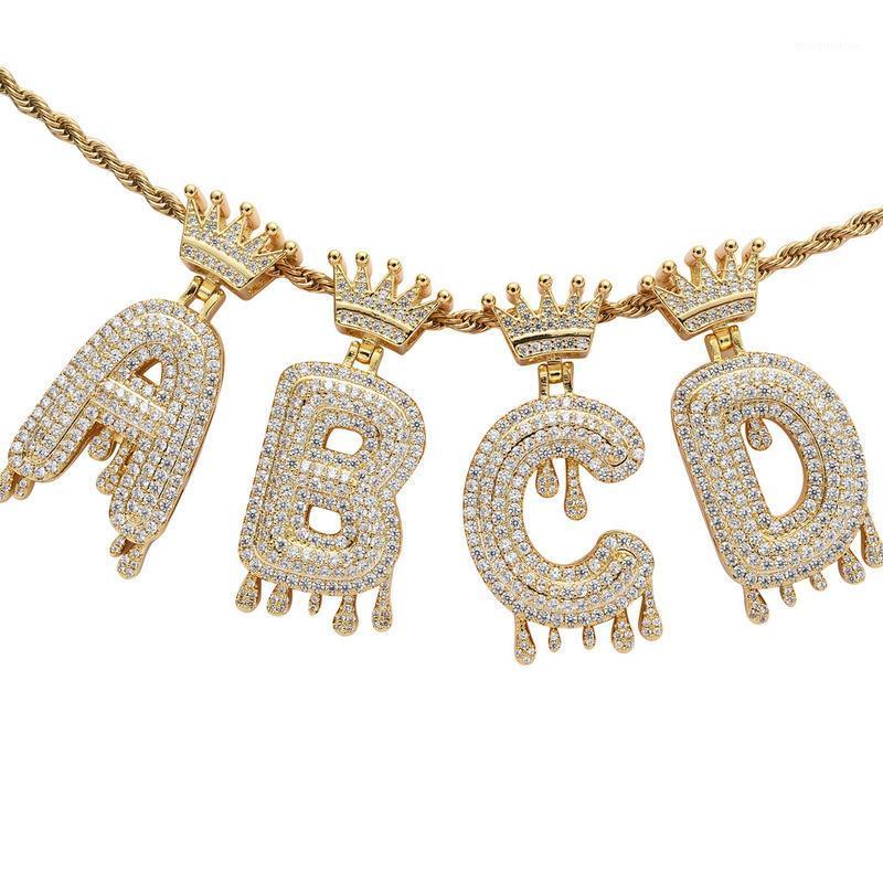 

Gold Silver Color Crown Cubic Zircon A-Z Initials Pendant Chain Necklaces for Men Women Fashion Letters Hip Hop CZ Jewelry Gift1