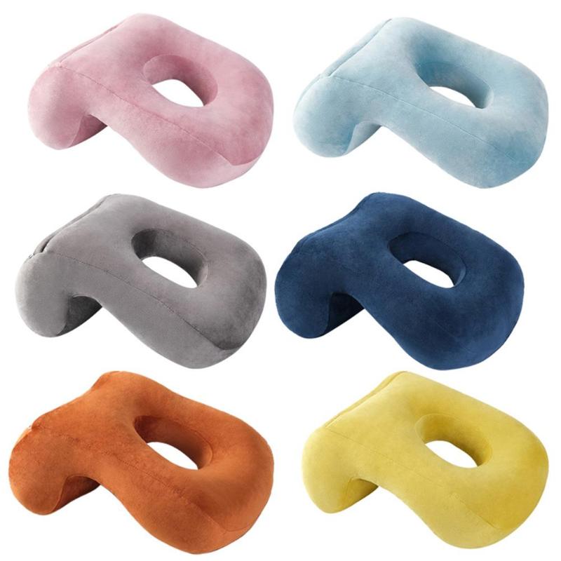 

Portable Travel Noon Nap Neck Pillow Office Airplane Driving Nap Support Head Rest Pillow Home Desk Soft Cushion with Relax Hole
