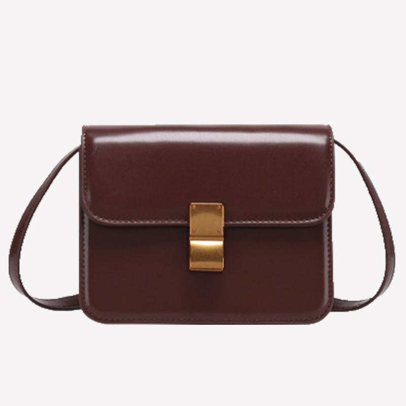 

Vintage Metal Buckle Women Shoulder Bag Small Solid Color Square Crossbody Bags For Women Oil Pu Letaher Handbag Women's Bag New, Burgundy 2