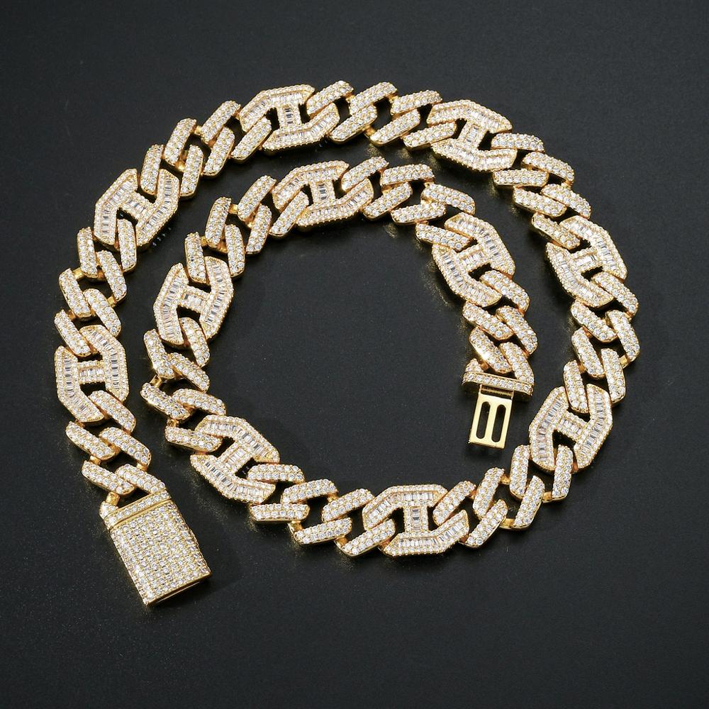 

New Fashion Design 15mm Prong Cubic Zirconia Cuban Link Chain Choker Necklace Bling Men's Hip Hop Iced Out CZ Rapper Chains Jewelry for Men