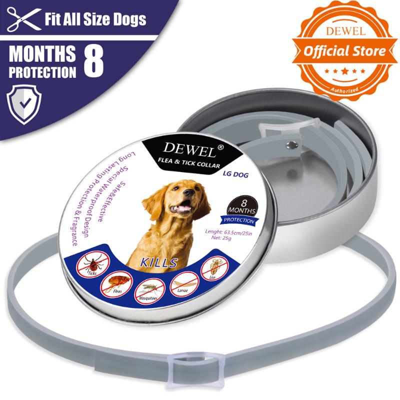 

Dewel Dog Collar Flea and Tick Cat Collar Pets Accessories for Cat Waterproof Flea 8 Months Protection Repels Mosquitoes