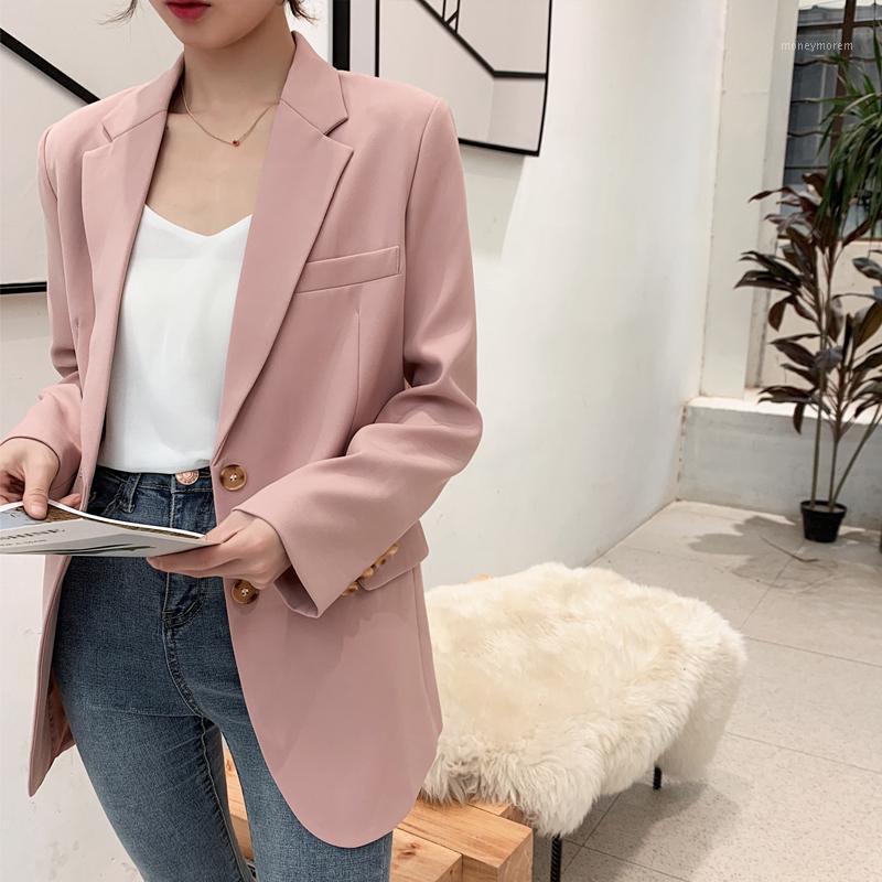

2020 new Korean casual chic small suit jacket female temperament was thin pink net red lady suit1