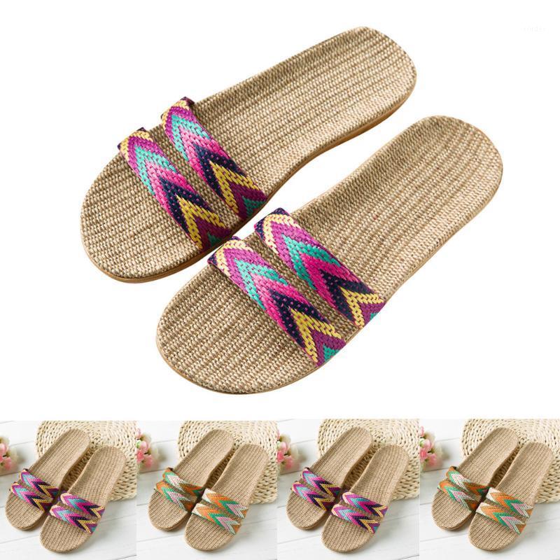 

Slippers Fashion Female Shoes Women's Fashion Anti-slip Linen Home Indoor Open Toe Flat Slippers Women Summer To Flat #51, Orange