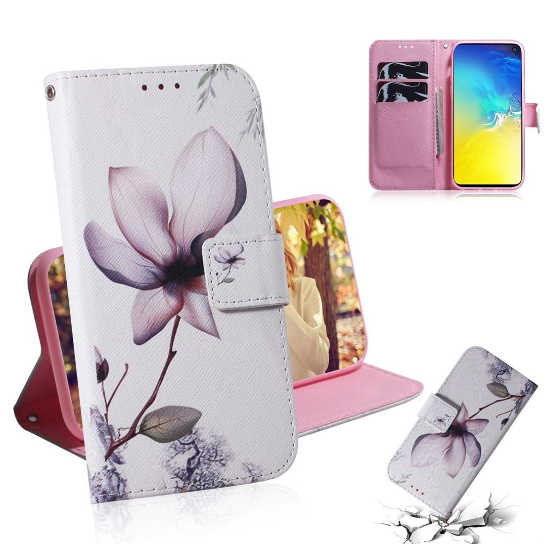 

Magnolia Flower Pattern Coloured Drawing Horizontal Flip Leather Case for Galaxy S10 E with Holder Card Slots Wallet