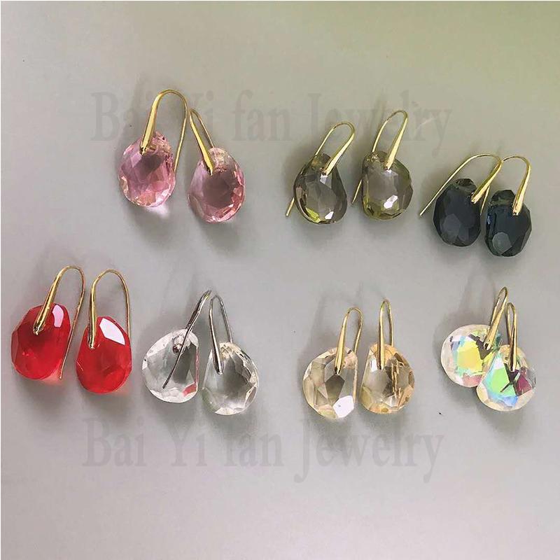 

Fashion Jewelry SWA New Galet Pierced Earrings Charming Colorful Ocean Faceted Crystal Decoration Women'S Romantic Jewelry Gift