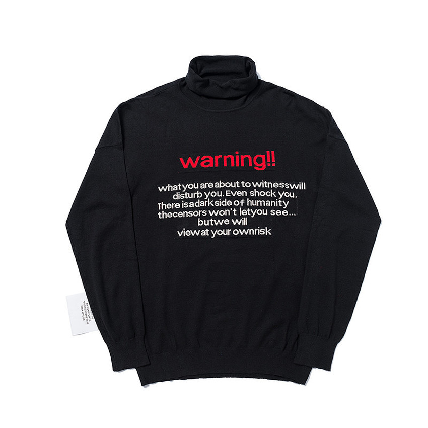 

2021 New Hip-hop Turtleneck Pullovers Men Women Autumn Winter Stand Collar Vtm Knitted Jumper Vetements Casual Sweaters F1w2