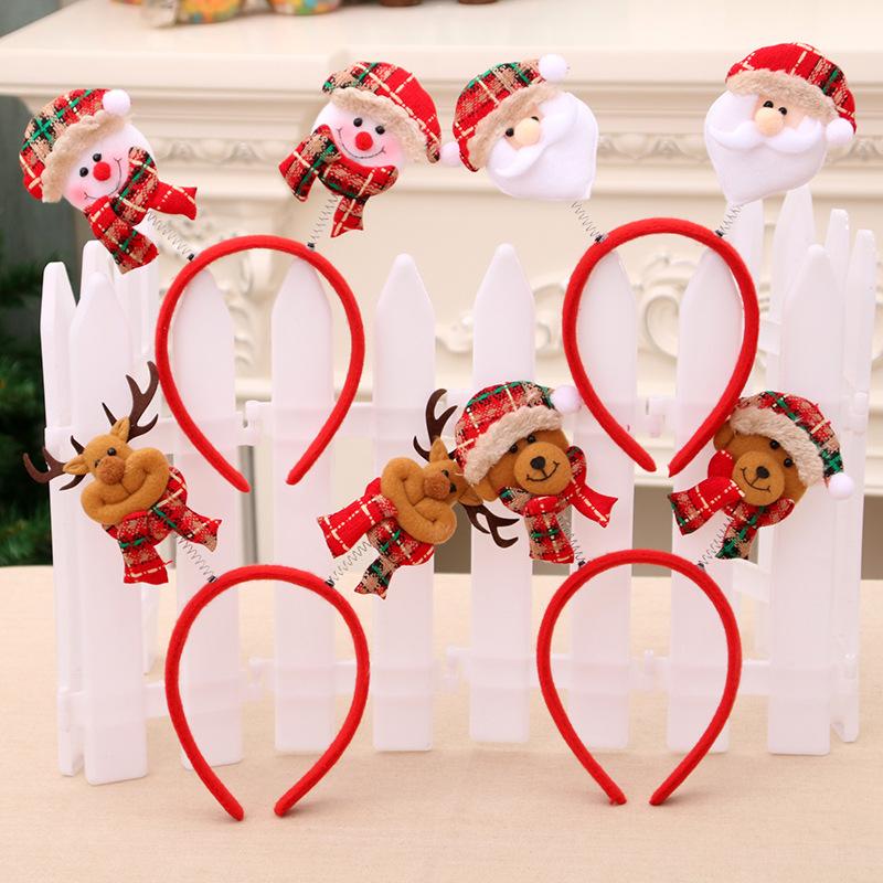 

2020 New Christmas headband Elk Santa Xmas Hair Band Clasp Double Hair Headwear Horn Christmas Cap Party Supplies