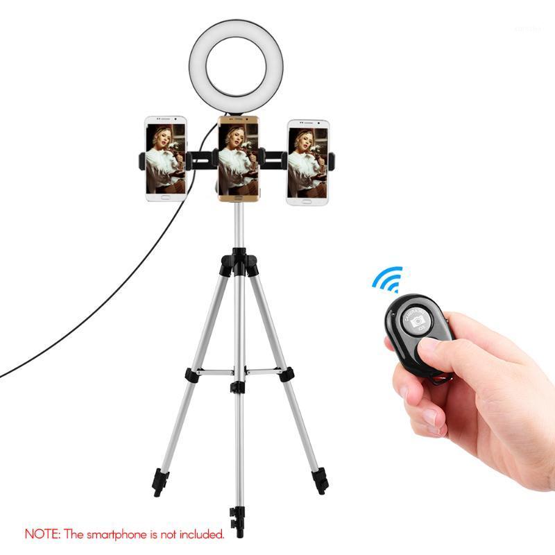 

6.3inch 2700K~6500K Bi-color Dimmable USB Ring Video Light +110cm Portable Tabletop Tripod+Three-Phone Holder+BT Remote Control1