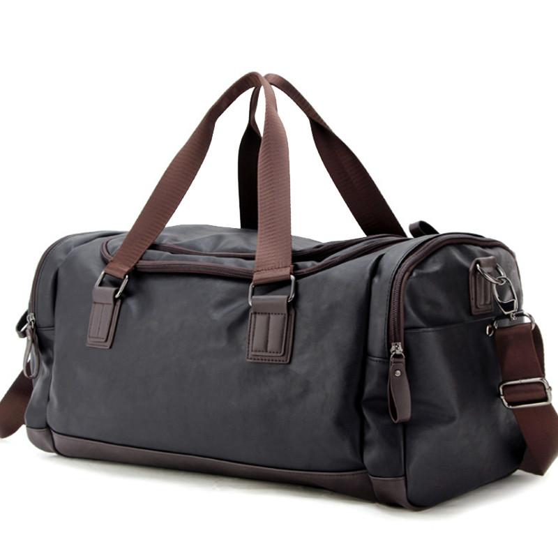 

Hot Men Large PU Leather Sports Gym Bag Fitness Training Yoga Bags Duffel Tote Travel Handbag Male Outdoor Shoulder Bag