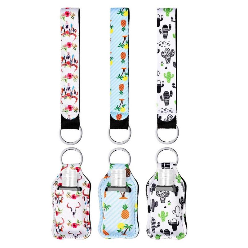 

Empty Refillable Bottle and Holder Keychain Wristlet Kits Sanitizer Dispenser GXMC