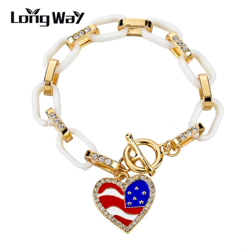 

LongWay Arrival Big Charm Heart Bracelets Bangles Link Chain Gold Color Women Bracelets Vintage Statement Jewelry Sbr150383103