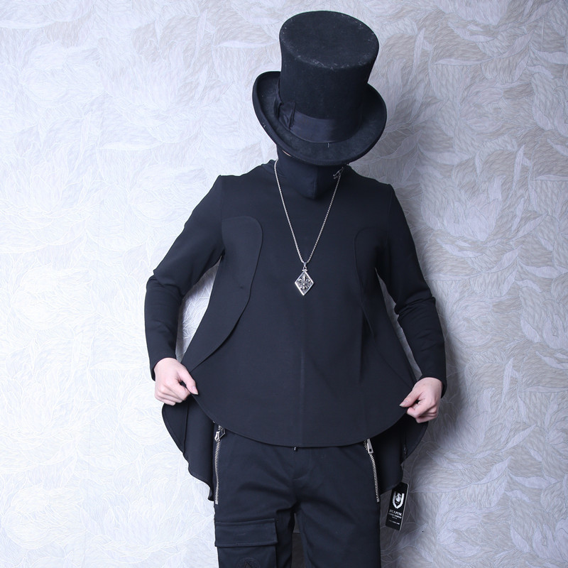 

2021 New Popular Turtleneck Loose Korean Version Personality of Hip Hop Men Before Short After Long Sweatshirt with Male Hood. BUBZ, Black