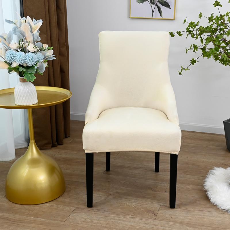 

Solid European Style Furniture Stretch Velvet Soft Elastic Removable Seat Protector For Kitchen Dining Chair Cover Banquet Hotel