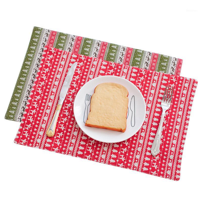 

Nordic Style Christmas Tree Towel Rectangle Double Reusable Cotton Linen Insulation Pad Western Mat Table Napkin Mat1