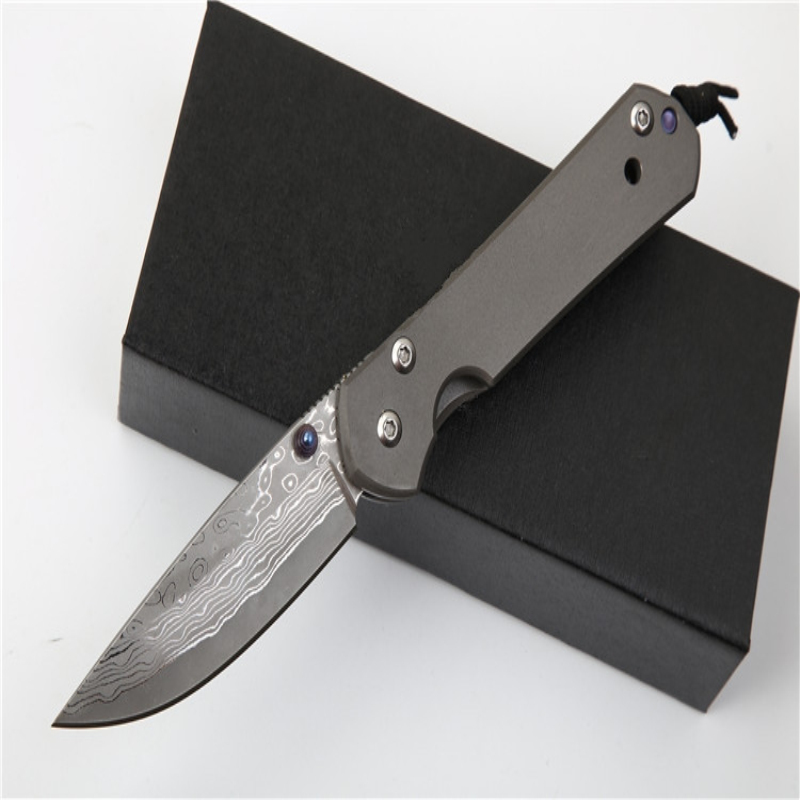 

Damascus Chris Reeve titanium alloy handle BM41 BM42 BM43 A16 A161 A162 A163 survival camping hunting knife folding Crafts collect knife