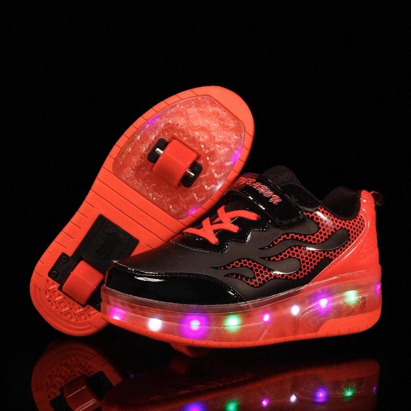 

Two Wheels Pink Blue Red Luminous Sneakers Led Light Roller Skate Shoes for Children Kids Led Shoes Boys Girls Unisex #Gs0D