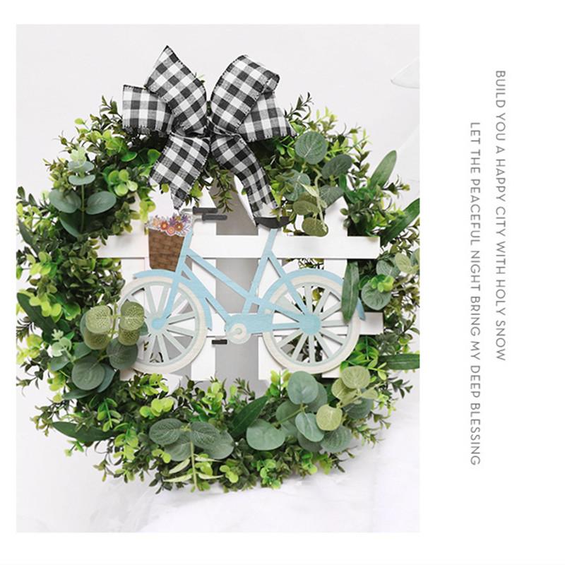 

Hot Sale Simulation Flower Wreath American Easter Home Decoration Window Decoration Door Flower Pendant Decor Wreath, Bow wreath