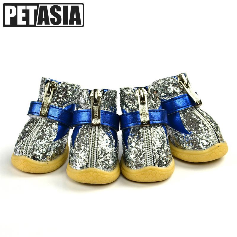 

Pet Protective Shoes Winter Dog Shining Reflective Boots Warm Adjustable Non Slip 4Pcs/Set XS XL For Small Medium Dogs Puppy PETASIA