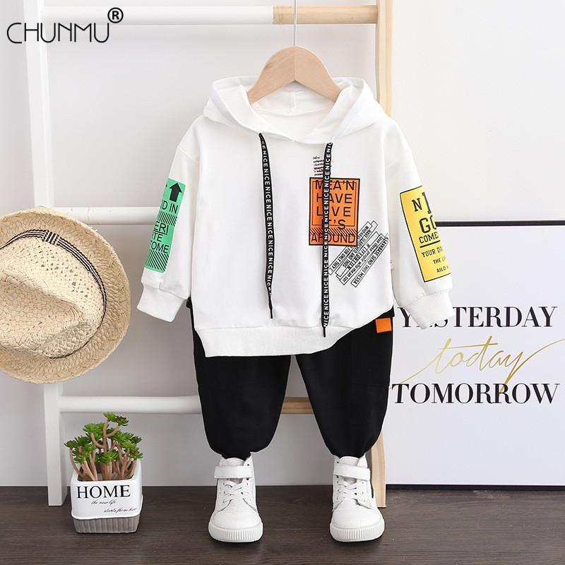 

Toddler Kids Baby Boys Clothes Autumn Winter Tracksuit Sets Casual Long Sleeve Sports Hooded Tops Pants Outfits Kids Clothes1, White