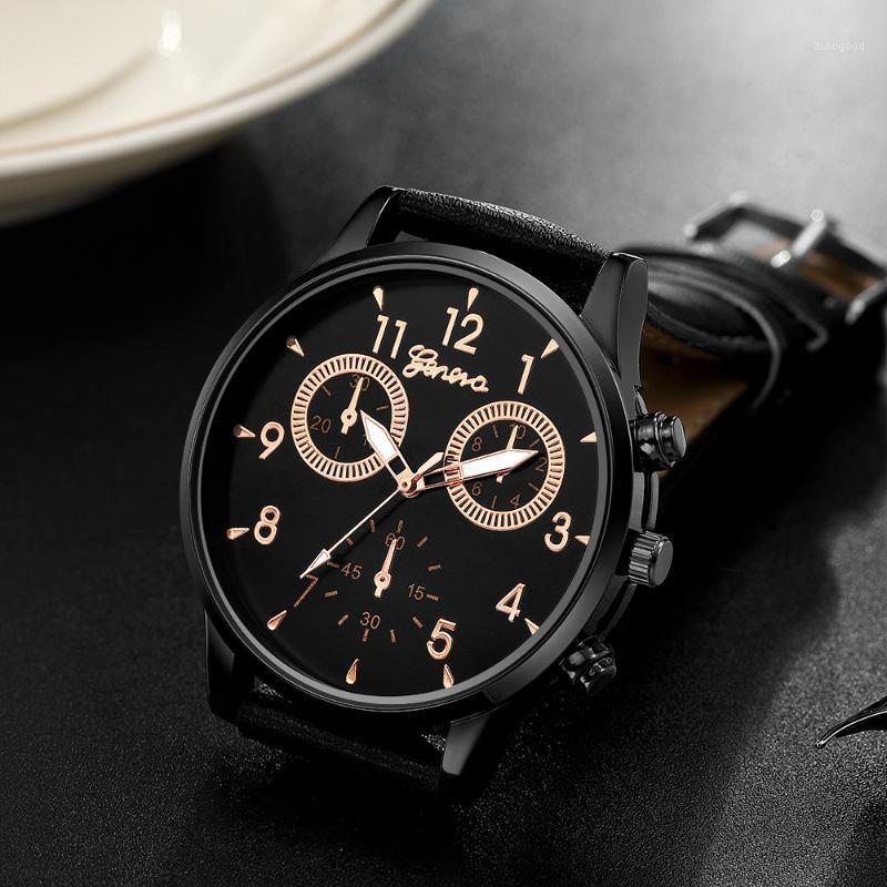 

Wristwatches Leather Business Man Quartz Watches Top Sport For Men Casual Geneva Wristwatch Relogio Masculino1, Bronze